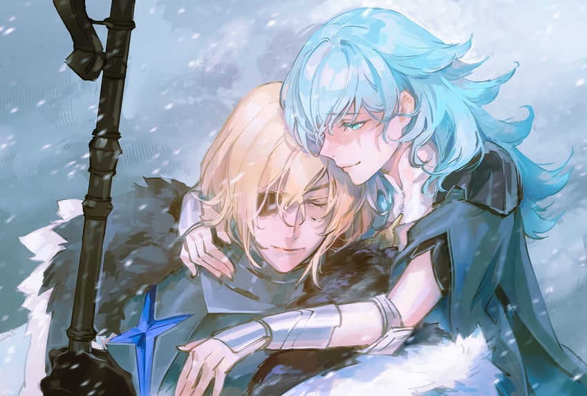 dimitri alexandre blaiddyd and female byleth (fire emblem and 1 more) drawn by kin_mokusei