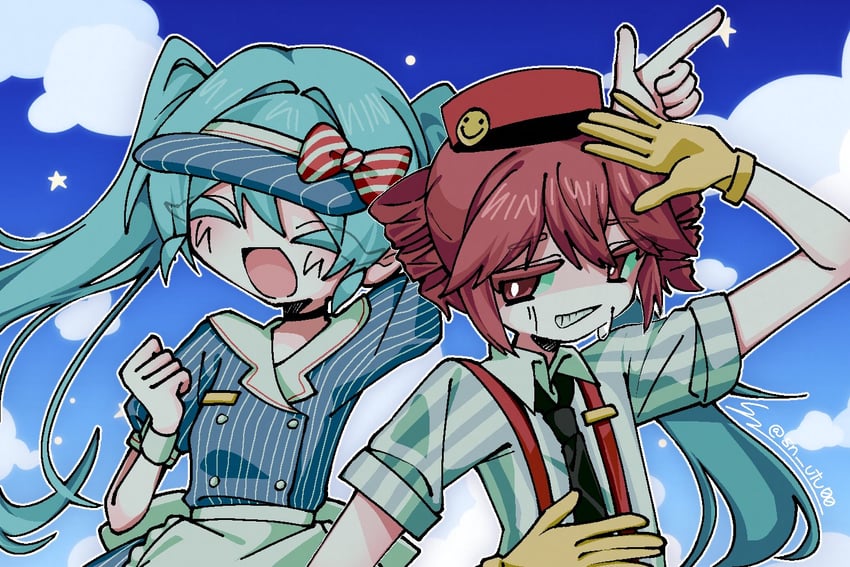 hatsune miku and kasane teto (vocaloid and 2 more) drawn by sn_(sn_utu00)