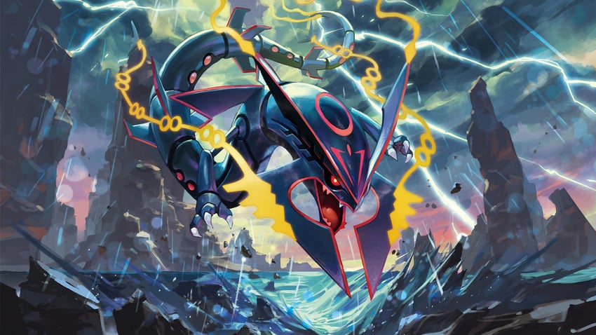 rayquaza and mega rayquaza (pokemon and 1 more) drawn by murayama_ryota