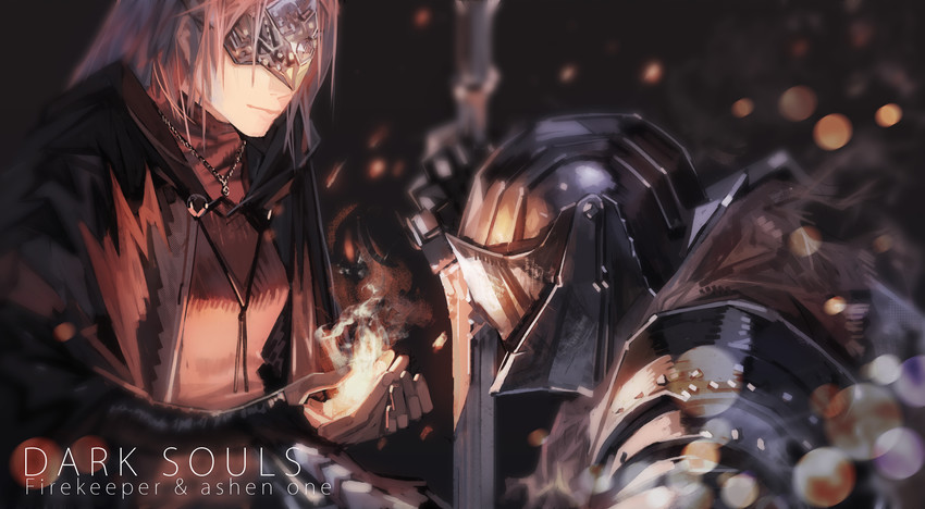 fire keeper and ashen one (dark souls and 1 more) drawn by jellycarrot