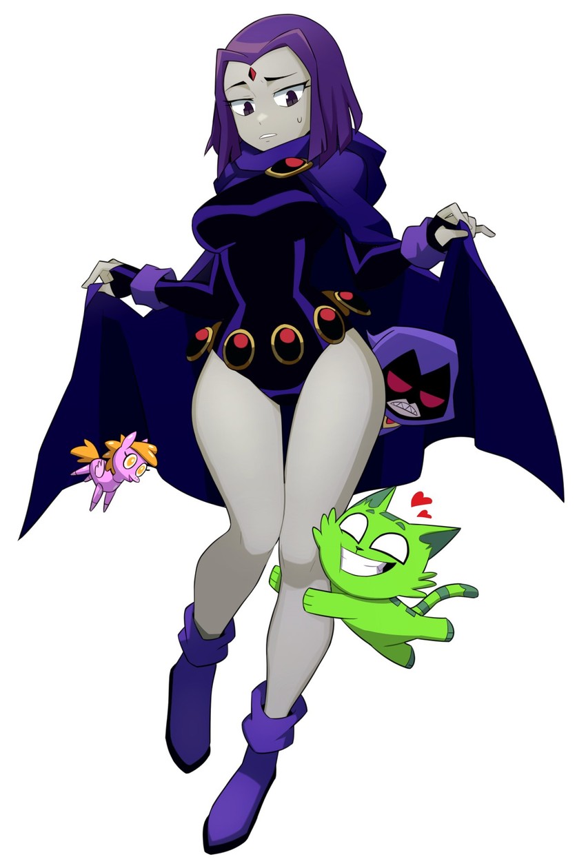 raven and beast boy (dc comics and 2 more) drawn by flowerpigeon