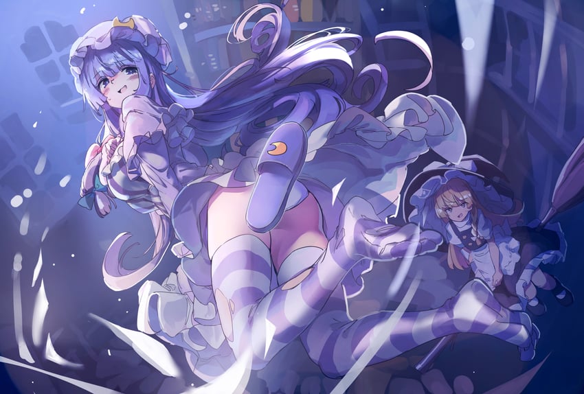 kirisame marisa and patchouli knowledge (touhou and 1 more) drawn by huanxiang_huifeng