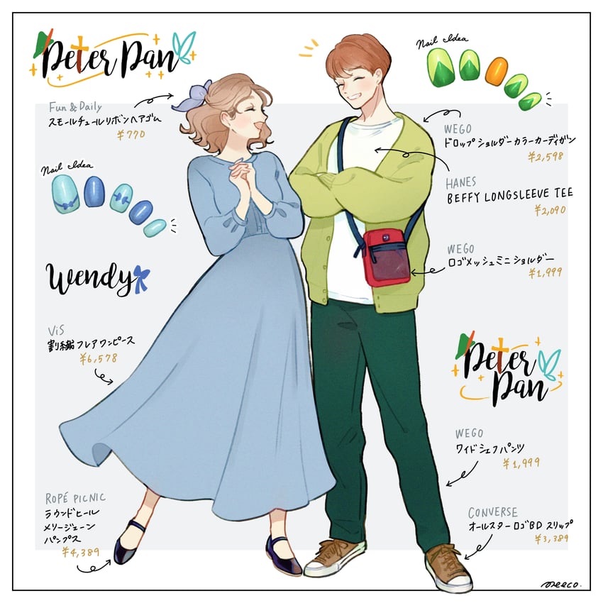 peter pan and wendy darling (walt disney's peter pan) drawn by meecosme