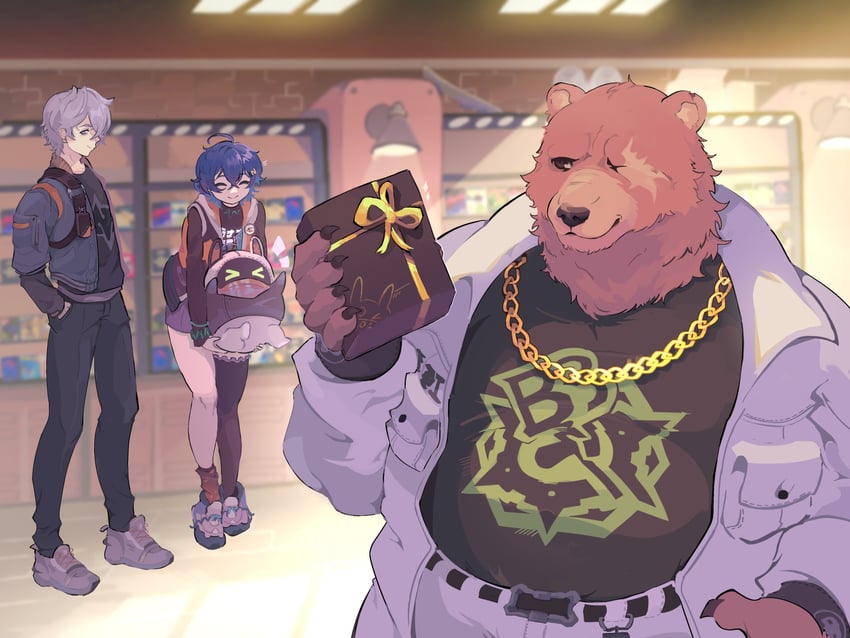 belle, wise, eous, and ben bigger (zenless zone zero) drawn by densk