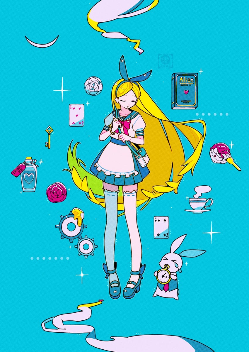 alice and white rabbit (alice's adventures in wonderland) drawn by tenteko_mai51