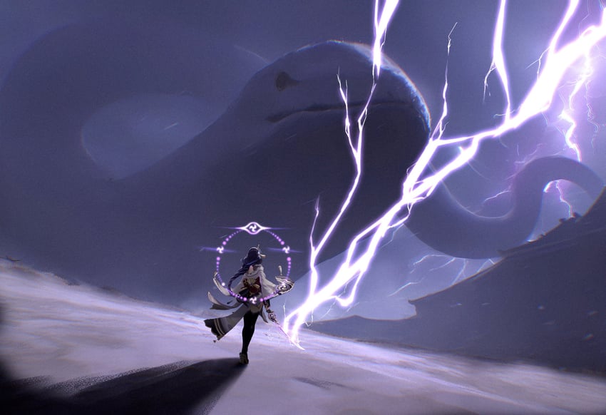 raiden shogun and orobashi (genshin impact) drawn by yumeto_(ym-1)