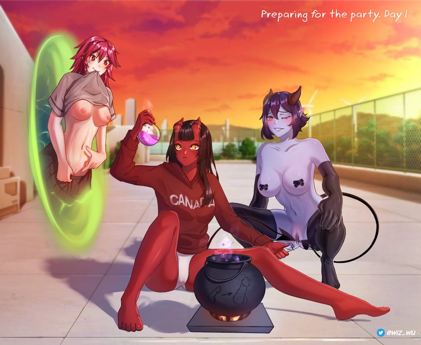 meruccubus and setogaya mari (original and 1 more) drawn by wizwu
