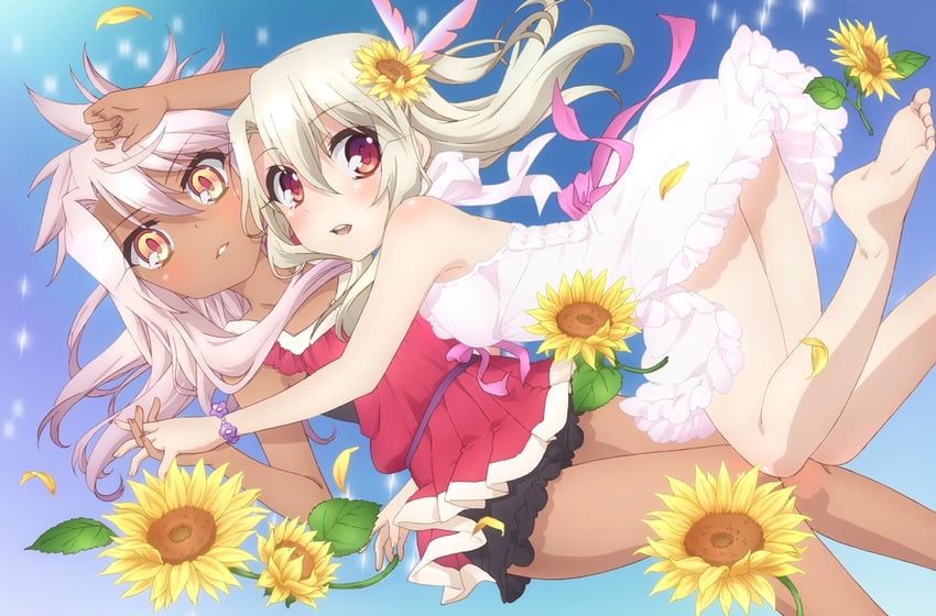 illyasviel von einzbern and chloe von einzbern (fate and 1 more) drawn by satou_kaori