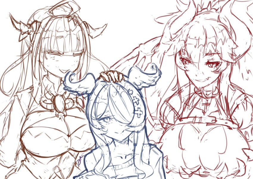 kiryu coco, elira pendora, and zentreya (hololive and 3 more) drawn by qtini