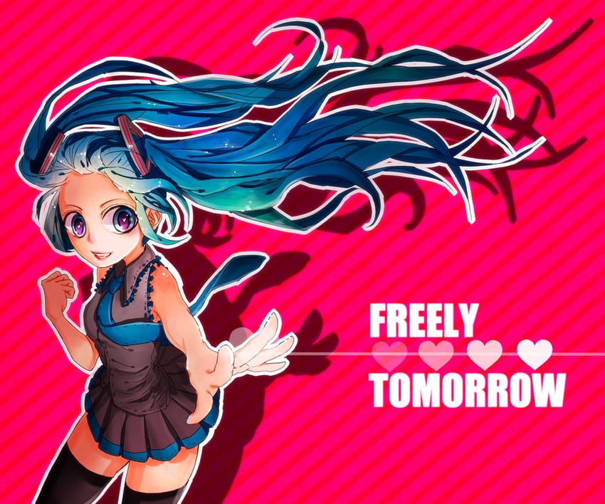hatsune miku (vocaloid and 1 more) drawn by emmmy02