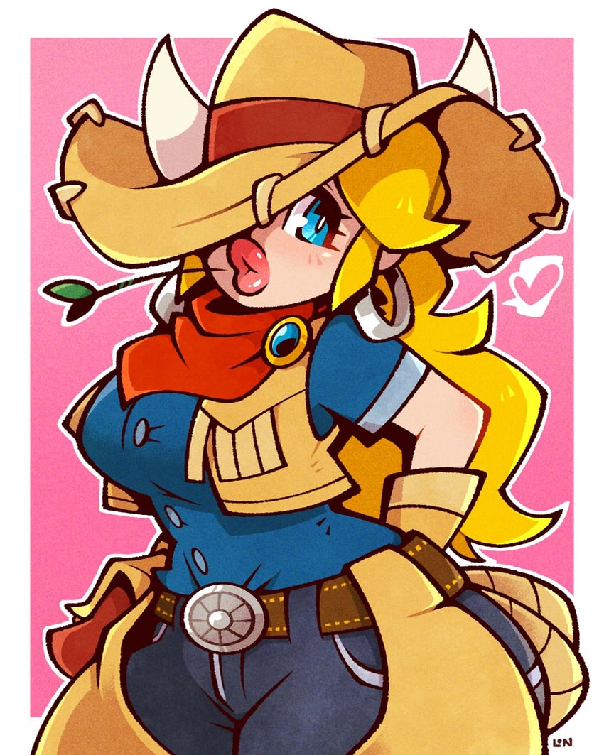 princess peach and cowgirl peach (mario and 1 more) drawn by legendofnerd