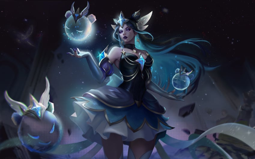 syndra and prestige star guardian syndra (league of legends) drawn by hazuka_ssri