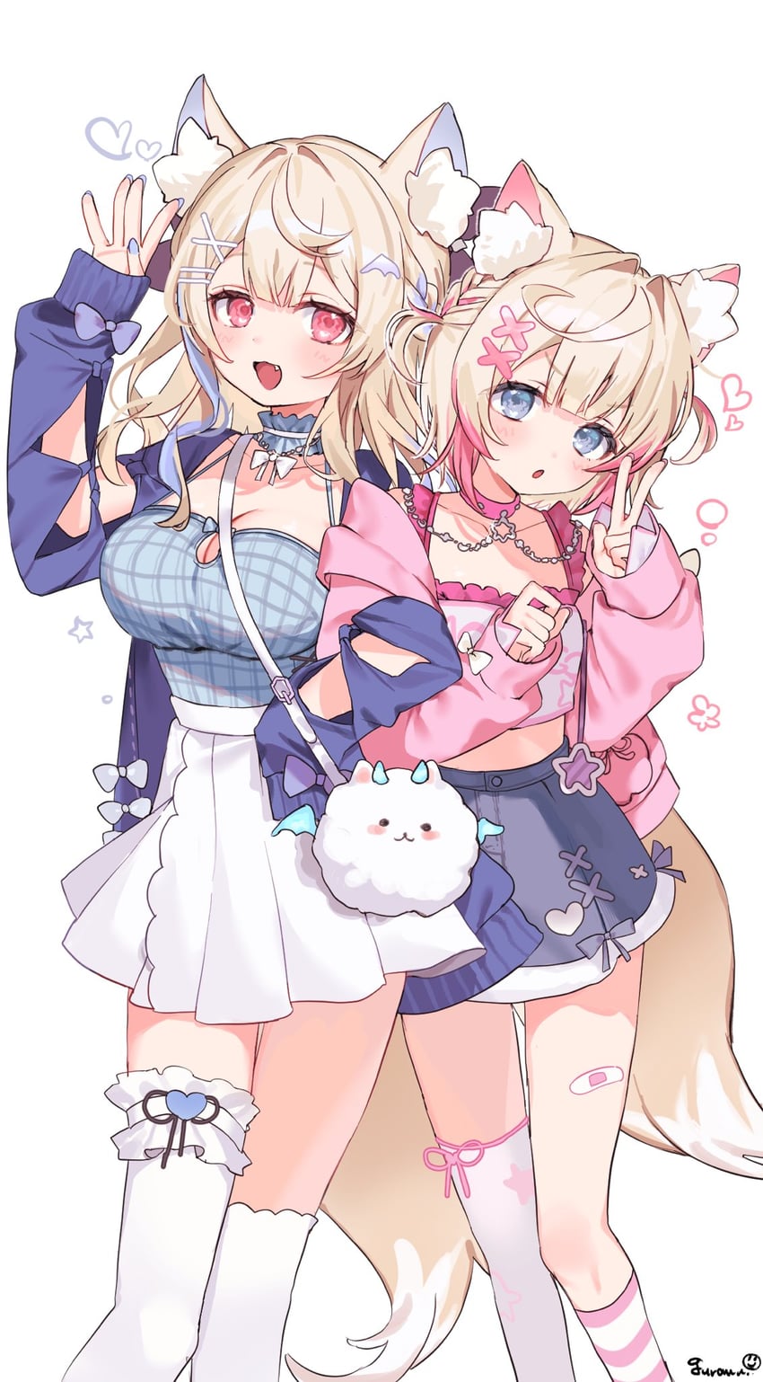 fuwawa abyssgard and mococo abyssgard (hololive and 1 more) drawn by guramuli