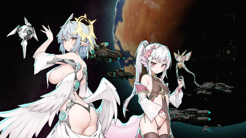 mengyuan, milira, and moelotl (rimworld) drawn by stmast