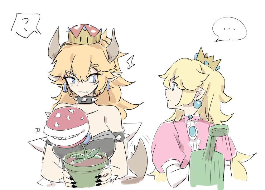 princess peach, bowsette, and piranha plant (mario and 1 more) drawn by nejikyuu