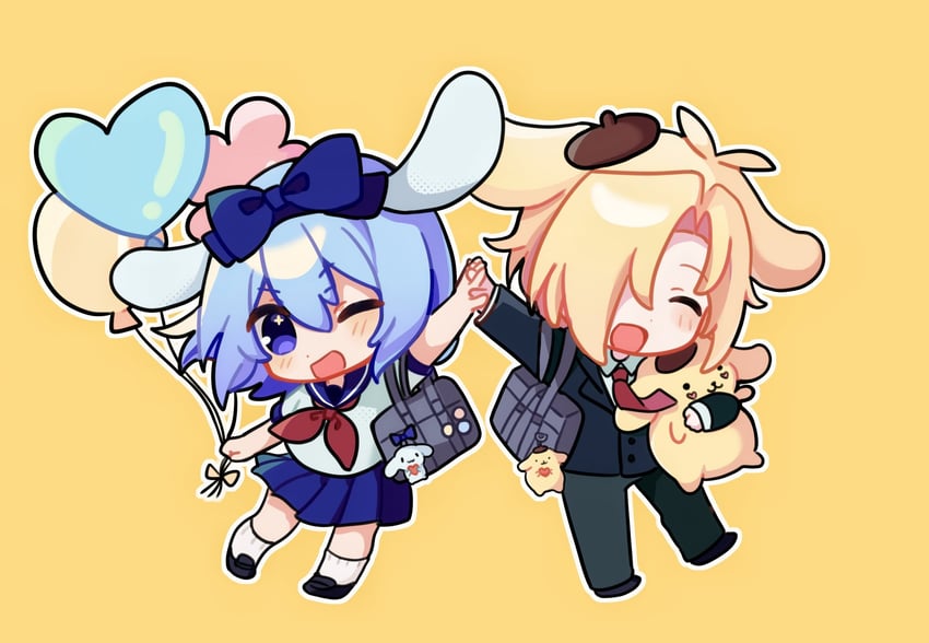 cinnamoroll, pompompurin, claire elford, and noel levine (sanrio and 2 more) drawn by star_handsanit