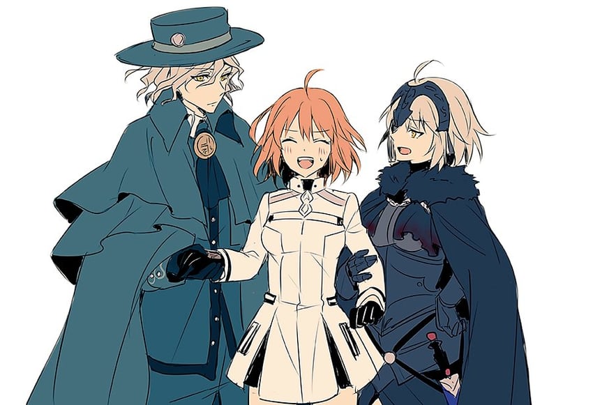 fujimaru ritsuka, jeanne d'arc alter, and edmond dantes (fate and 1 more) drawn by pom59702