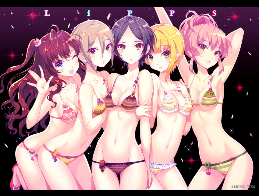 jougasaki mika, ichinose shiki, hayami kanade, miyamoto frederica, and shiomi syuko (idolmaster and 2 more) drawn by nishimura_eri