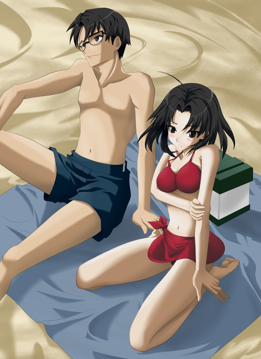 ryougi shiki and kokutou mikiya (kara no kyoukai) drawn by renk0n