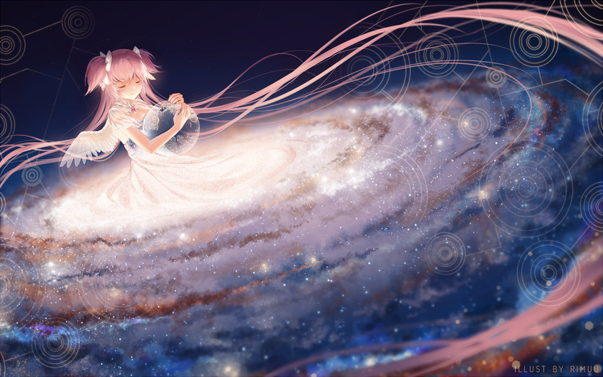 kaname madoka and ultimate madoka (mahou shoujo madoka magica) drawn by rimuu