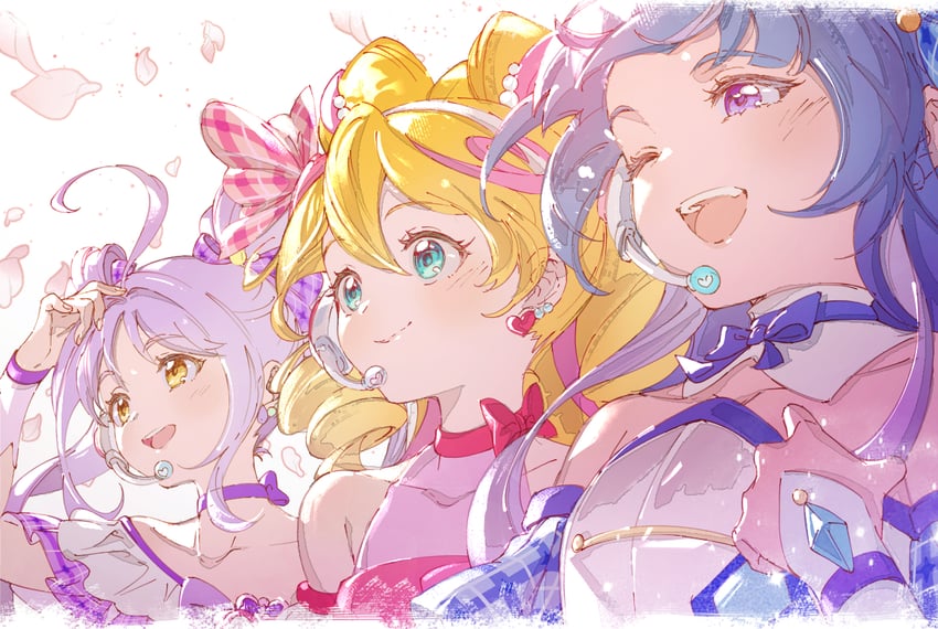 sakura uta, cure idol, shigure kokoro, aokaze nana, cure wink, and 1 more (precure and 1 more) drawn by hoshi_(xingspresent)