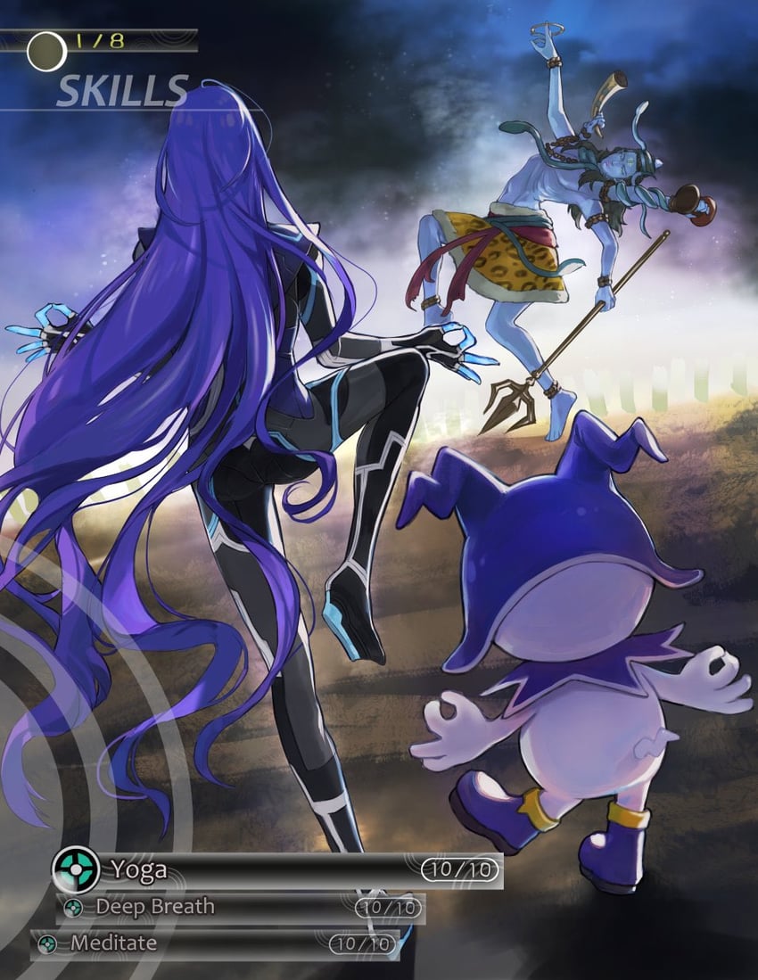 jack frost, protagonist, and shiva (shin megami tensei and 1 more) drawn by donbee937