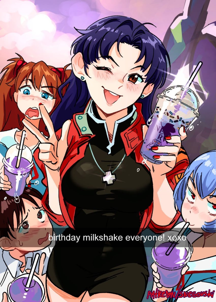 souryuu asuka langley, ayanami rei, ikari shinji, and katsuragi misato (neon genesis evangelion and 1 more) drawn by snegovski