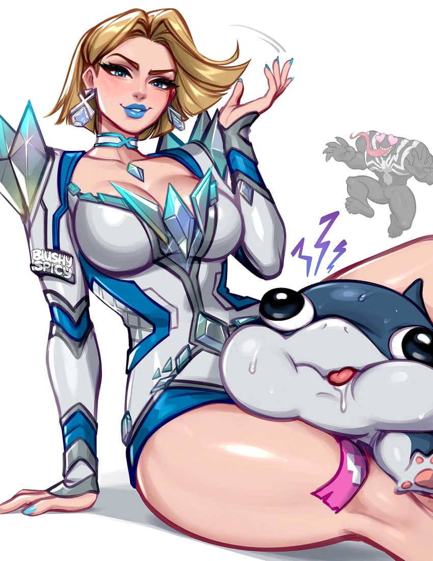 venom, emma frost, and jeff the land shark (marvel and 3 more) drawn by blushyspicy