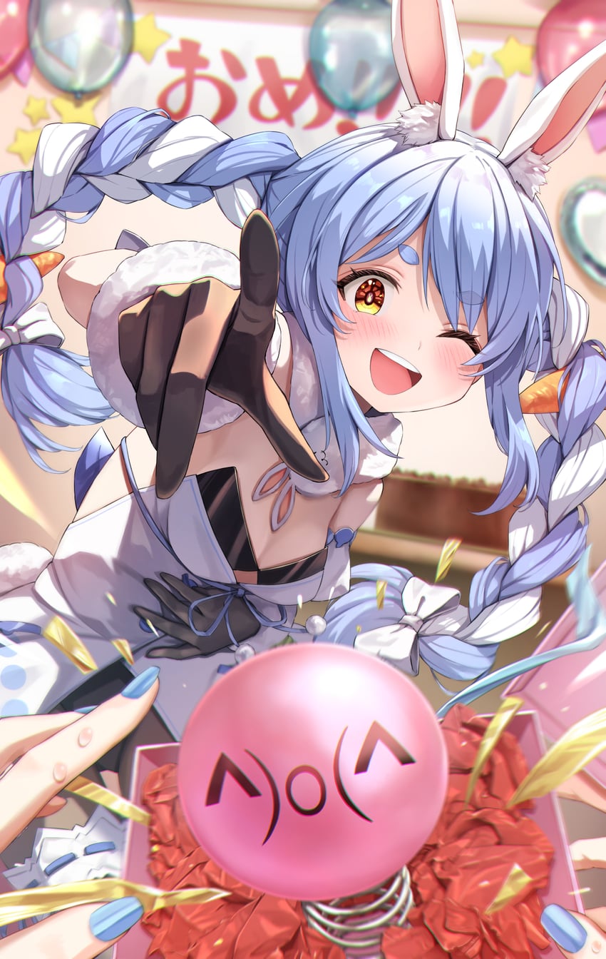 usada pekora, minato aqua, and don-chan (hololive) drawn by summer_tail720