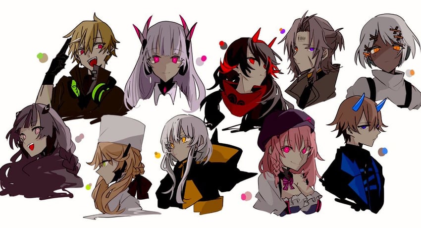 lucia, liv, karenina, lee, bianca, and 15 more (punishing: gray raven) drawn by 39kanra