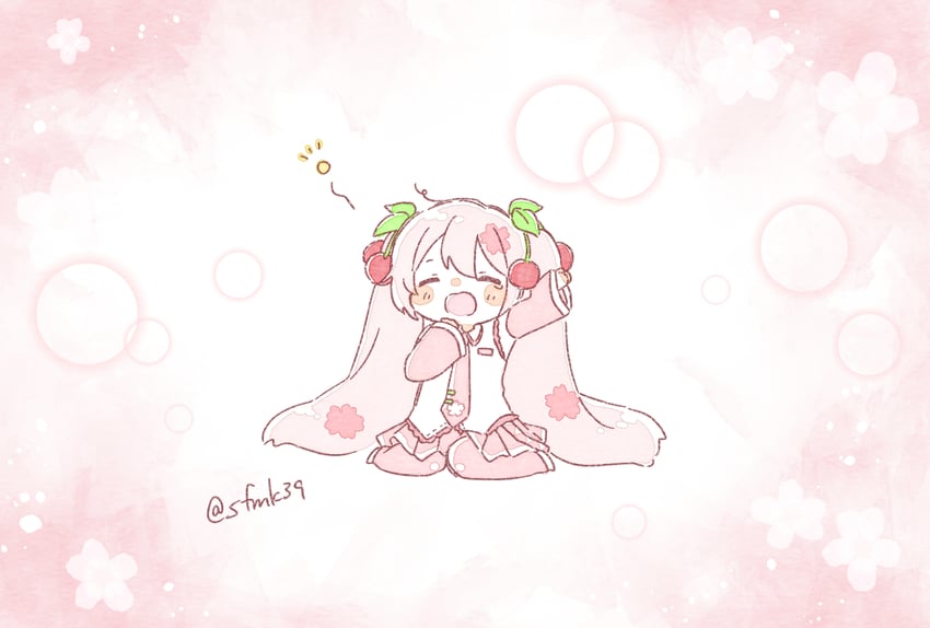 hatsune miku and sakura miku (vocaloid) drawn by sa-fu_(sfmk39)
