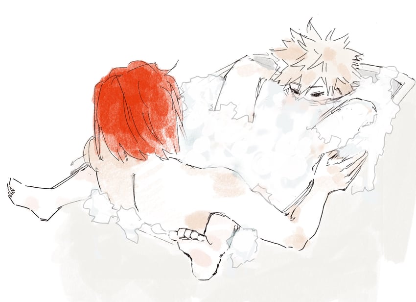 bakugou katsuki and kirishima eijiro (boku no hero academia) drawn by love_kat0420