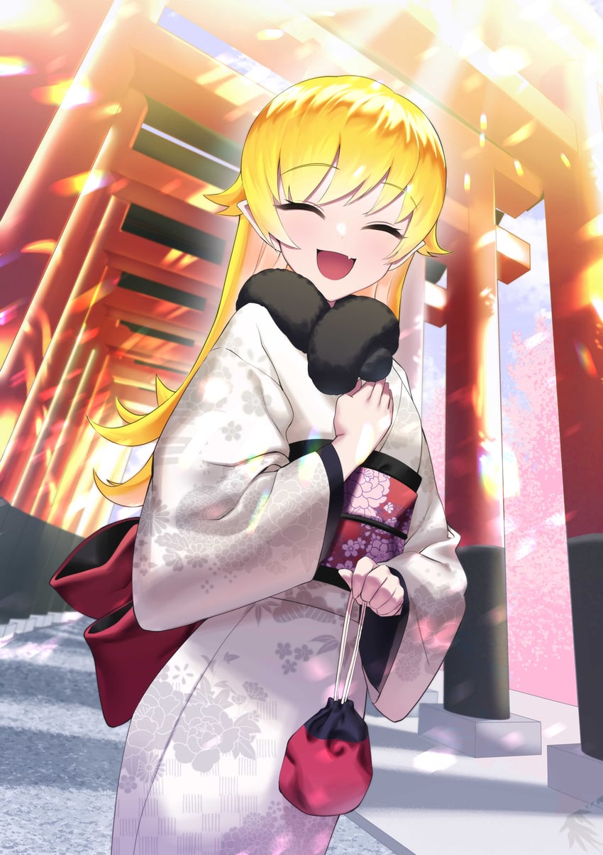 oshino shinobu (monogatari and 1 more) drawn by ybee