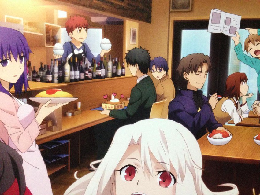 illyasviel von einzbern, emiya shirou, matou sakura, kotomine kirei, fujimura taiga, and 3 more (fate and 1 more) drawn by itsuki_sayaka