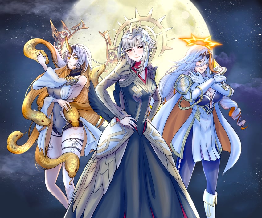 veronica, gullveig, and baldr (fire emblem and 1 more) drawn by kousetu0506