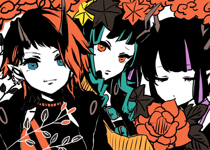 shishio chris, ryugasaki rene, and kojo anna (nanashi inc. and 1 more) drawn by kino_haruc