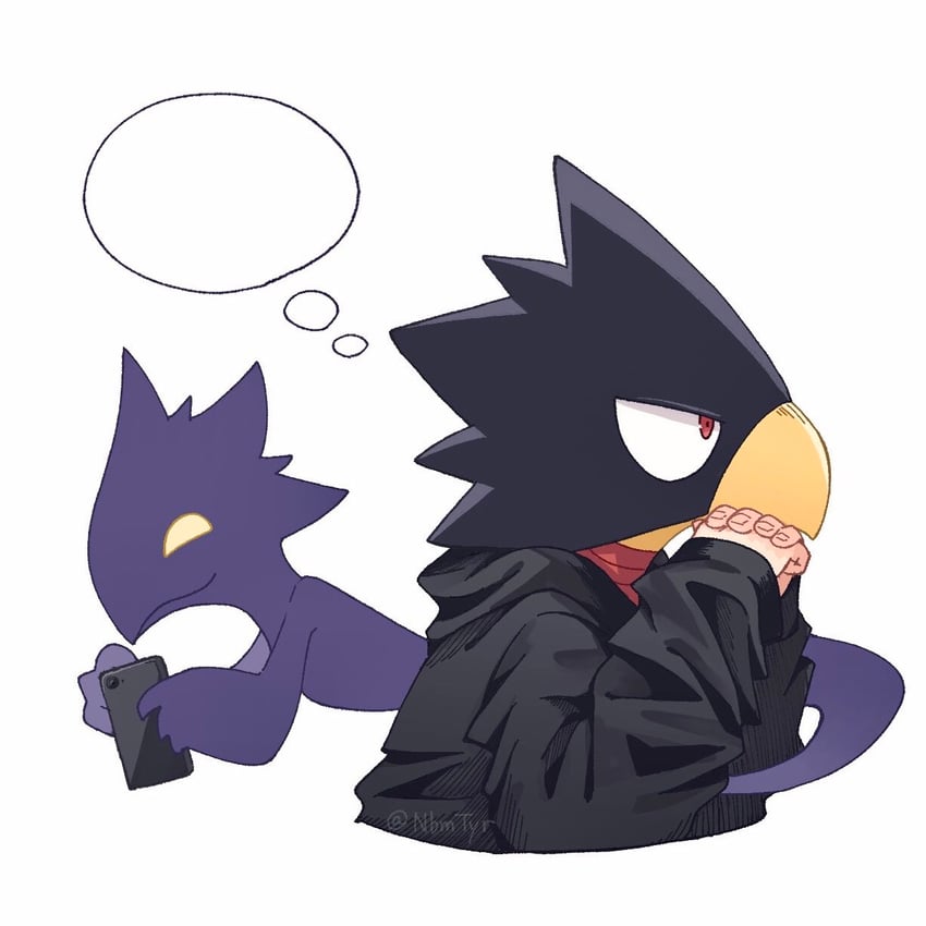 tokoyami fumikage and dark shadow (boku no hero academia) drawn by nbmtyr