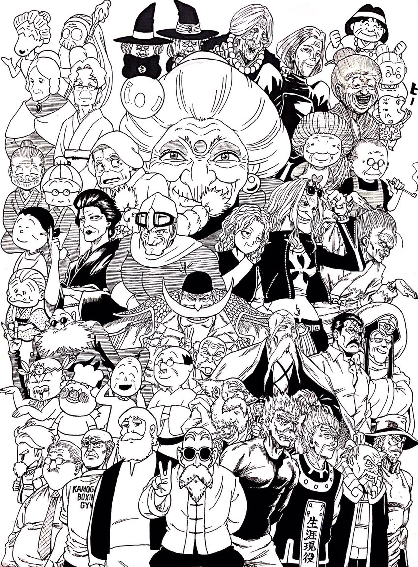 joseph joestar, muten roushi, edward newgate, galuf halm baldesion, king bradley, and 38 more (final fantasy and 39 more) drawn by lee_(dragon_garou)