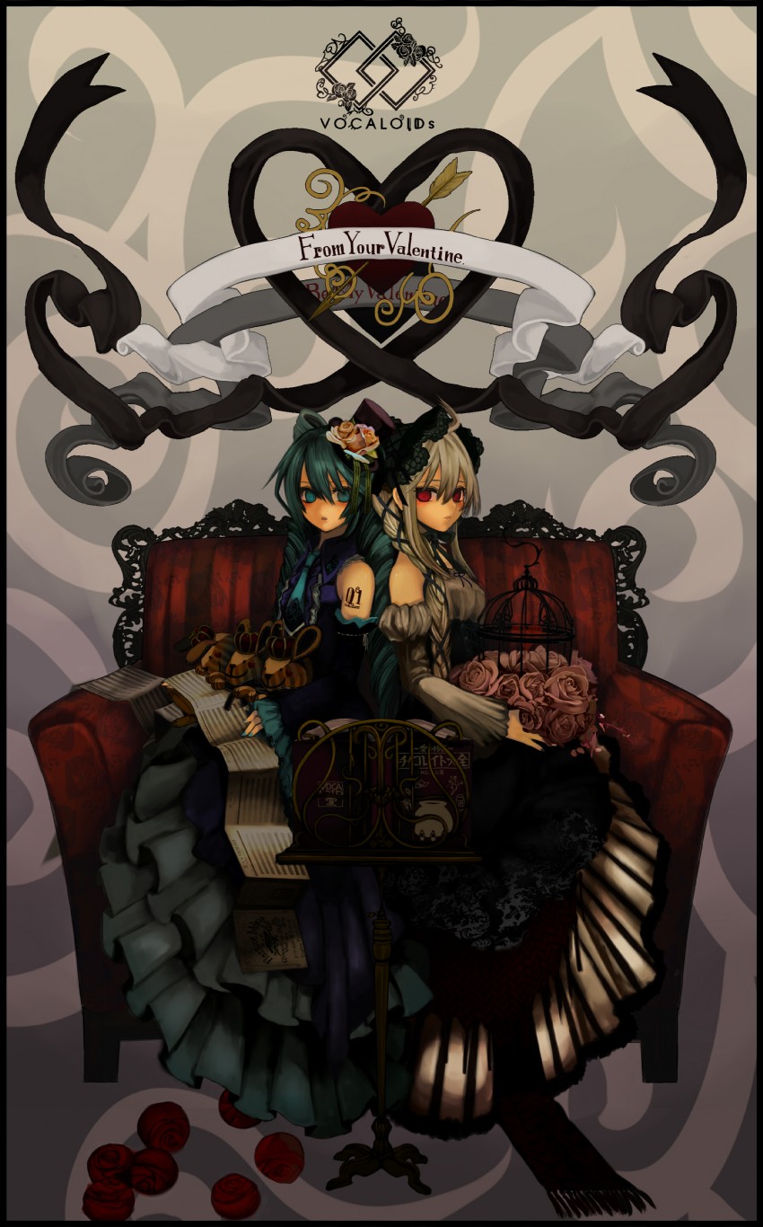 hatsune miku and yowane haku (vocaloid) drawn by ukai_saki