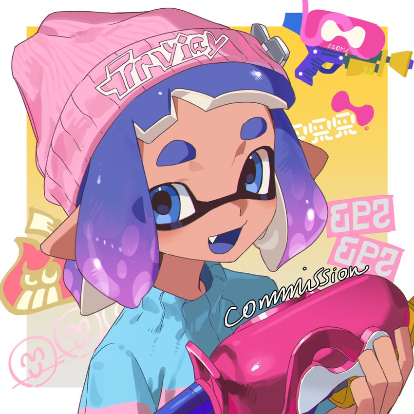inkling player character and inkling girl (splatoon) drawn by namazuoku