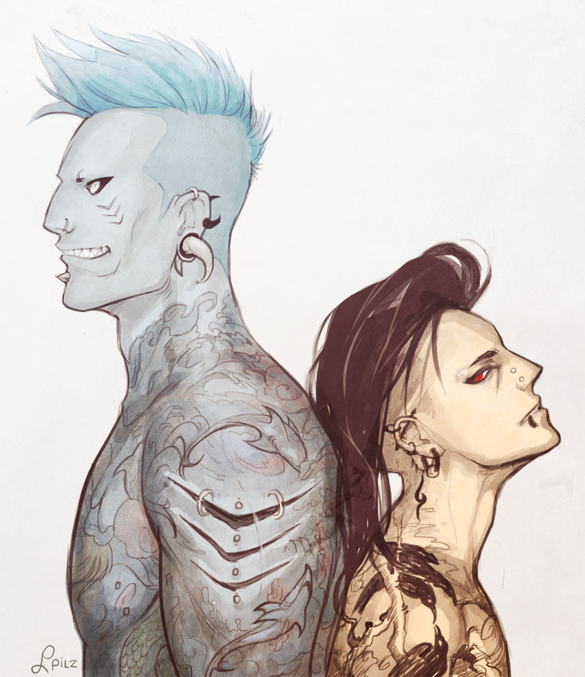uchiha itachi and hoshigaki kisame (naruto and 1 more) drawn by lpilz