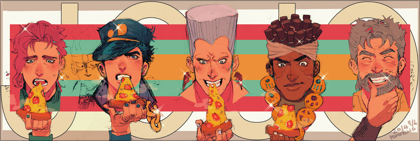 joseph joestar, kujo jotaro, kakyoin noriaki, jean pierre polnareff, star platinum, and 1 more (jojo no kimyou na bouken and 1 more) drawn by kanataria