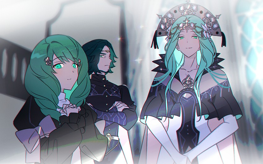 rhea, flayn, and seteth (fire emblem and 1 more) drawn by vo1ez