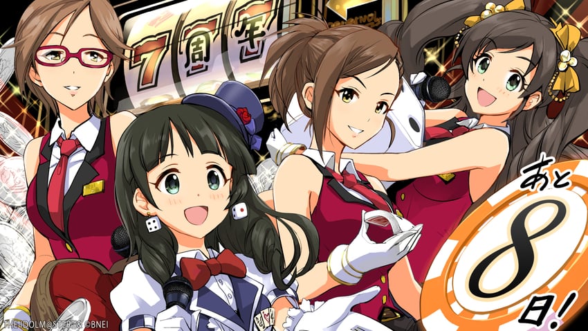aikawa chinatsu, hyodo rena, ujiie mutsumi, and nonomura sora (idolmaster and 2 more) drawn by han_nigo