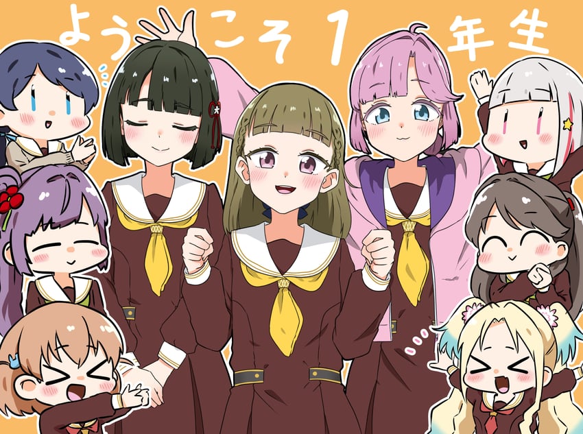 hinoshita kaho, fujishima megumi, otomune kozue, murano sayaka, yugiri tsuzuri, and 4 more (love live! and 1 more) drawn by kanzaki_gou