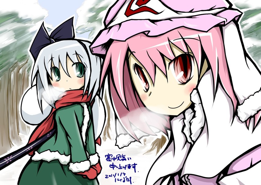 konpaku youmu and saigyouji yuyuko (touhou) drawn by nyoru_(heterochromia)