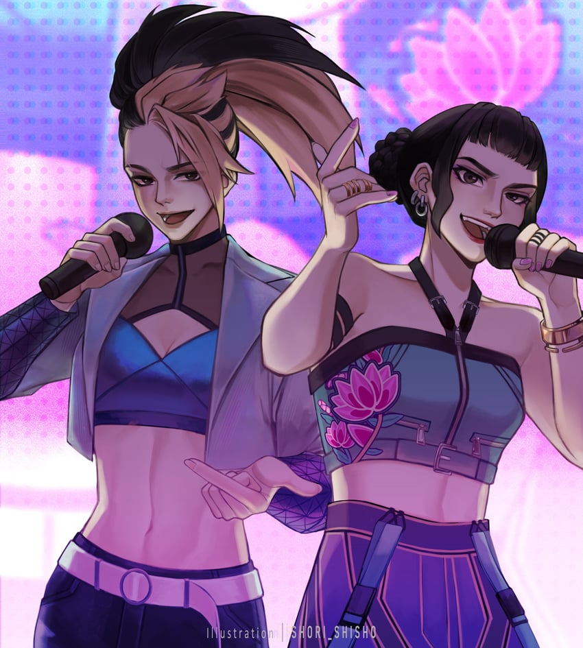 akali, k/da all out akali, and zoey (league of legends and 1 more) drawn by shori_shisho