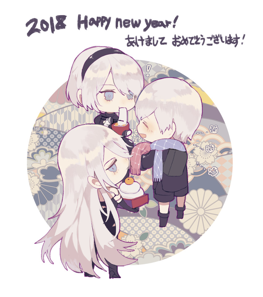 2b, 9s, and a2 (nier and 1 more) drawn by nahonanaho