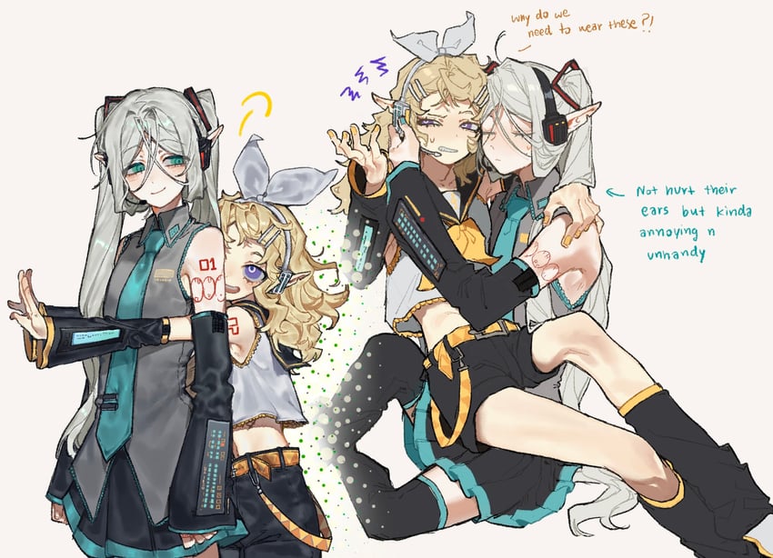 hatsune miku, kagamine rin, fleki, and lycion (vocaloid and 1 more) drawn by nova_1810