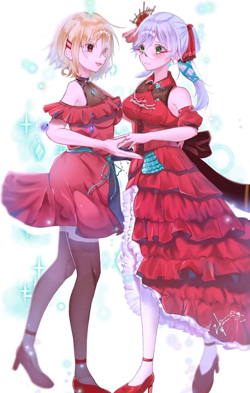 kayamori ruka and izumi yuki (heaven burns red) drawn by match_neco
